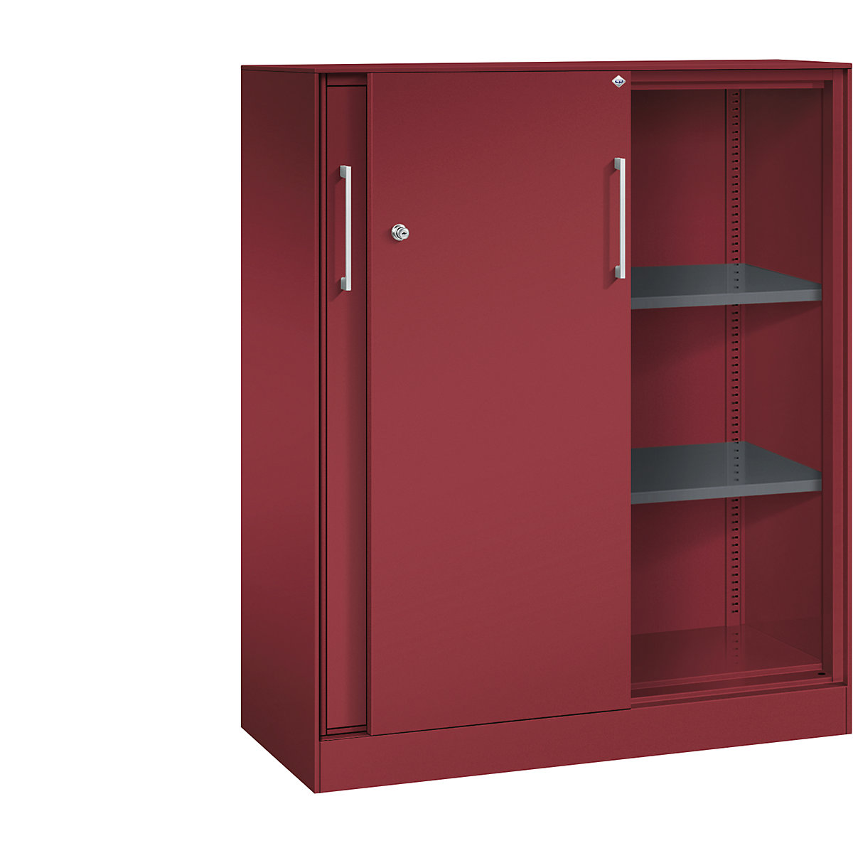 Armário de portas de correr ASISTO, altura 1292 mm – C+P, largura 1000 mm, vermelho rubi/vermelho rubi-0