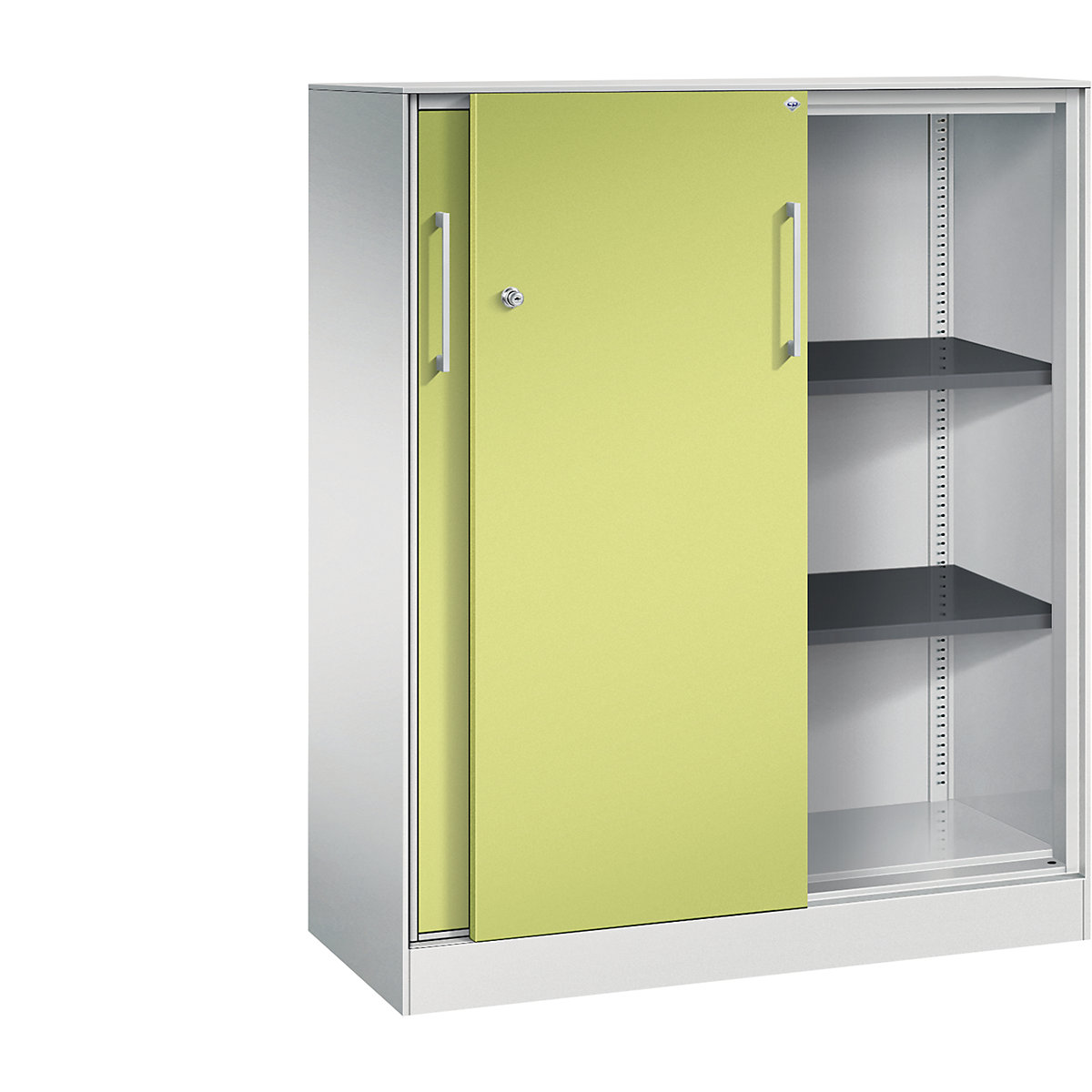 Armário de portas de correr ASISTO, altura 1292 mm – C+P, largura 1000 mm, cinzento claro/verde viridian-0