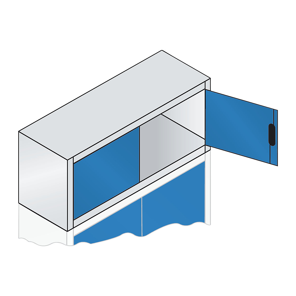 Armadietto sovrapponibile ACURADO con ante a battente – C+P, alt. x largh. x prof. 500 x 1200 x 400 mm, grigio chiaro / blu chiaro-0