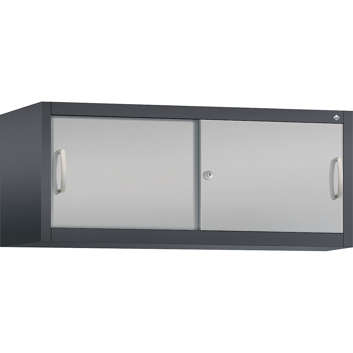Armadietto sovrapponibile ACURADO con ante scorrevoli – C+P, alt. x largh. x prof. 500 x 1200 x 500 mm, grigio nerastro / alluminio brillante-0
