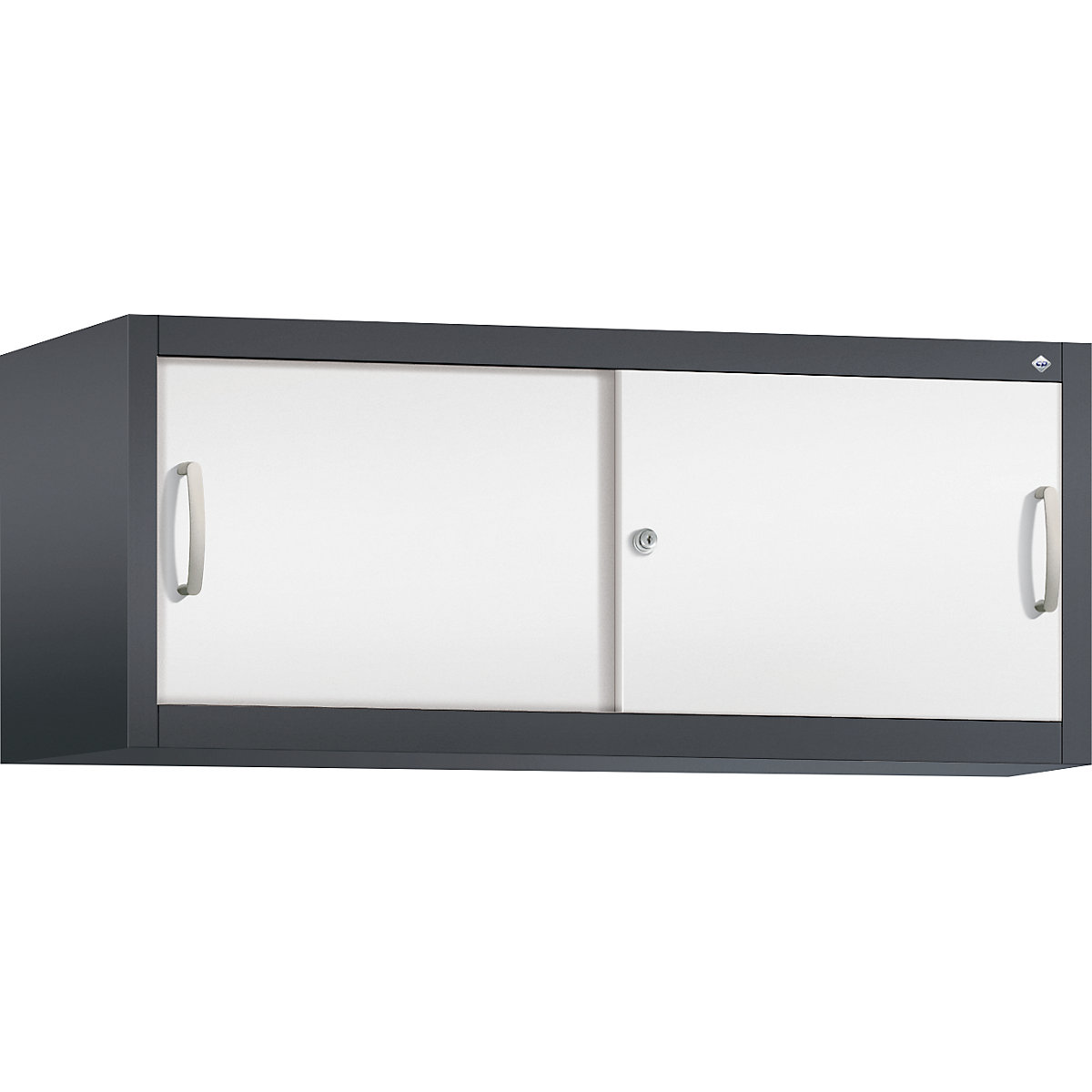 Armadietto sovrapponibile ACURADO con ante scorrevoli – C+P, alt. x largh. x prof. 500 x 1200 x 500 mm, grigio nerastro / bianco traffico-0