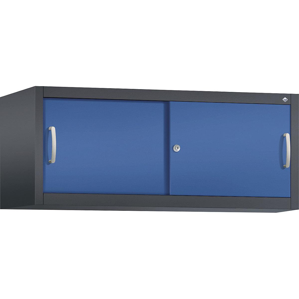 Armadietto sovrapponibile ACURADO con ante scorrevoli – C+P, alt. x largh. x prof. 500 x 1200 x 500 mm, grigio nerastro / blu genziana-0