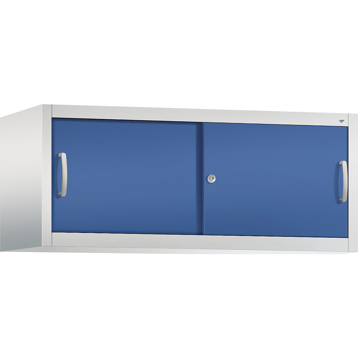 Armadietto sovrapponibile ACURADO con ante scorrevoli – C+P, alt. x largh. x prof. 500 x 1200 x 500 mm, grigio chiaro / blu genziana-0