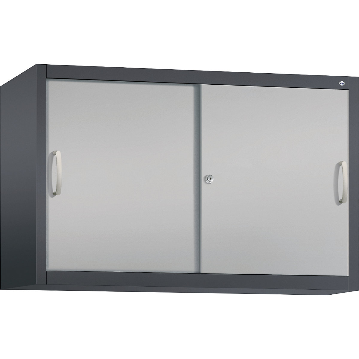 Armadietto sovrapponibile ACURADO con ante scorrevoli – C+P, 1 ripiano, alt. x largh. x prof. 790 x 1200 x 400 mm, grigio nerastro / alluminio brillante-0