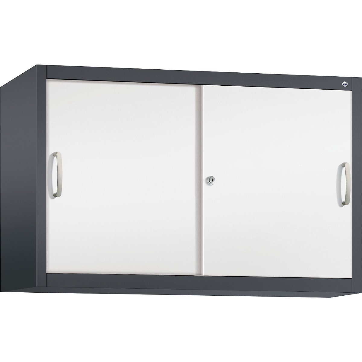 Armadietto sovrapponibile ACURADO con ante scorrevoli – C+P, 1 ripiano, alt. x largh. x prof. 790 x 1200 x 400 mm, grigio nerastro / bianco traffico-0