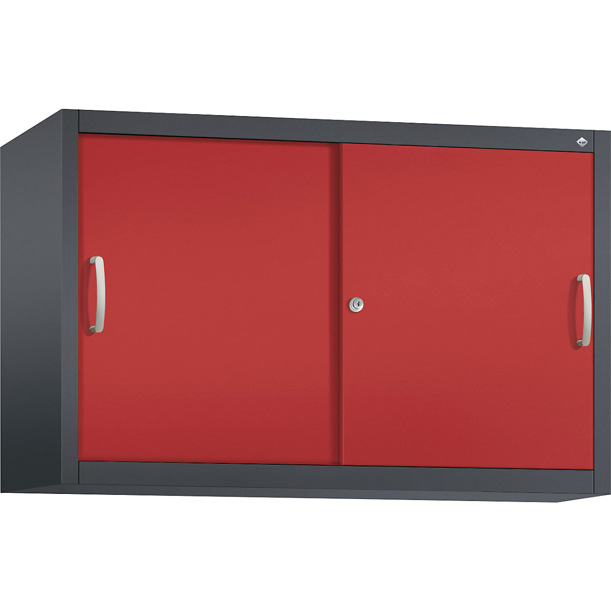Armadietto sovrapponibile ACURADO con ante scorrevoli – C+P, 1 ripiano, alt. x largh. x prof. 790 x 1200 x 400 mm, grigio nerastro / rosso fuoco-0