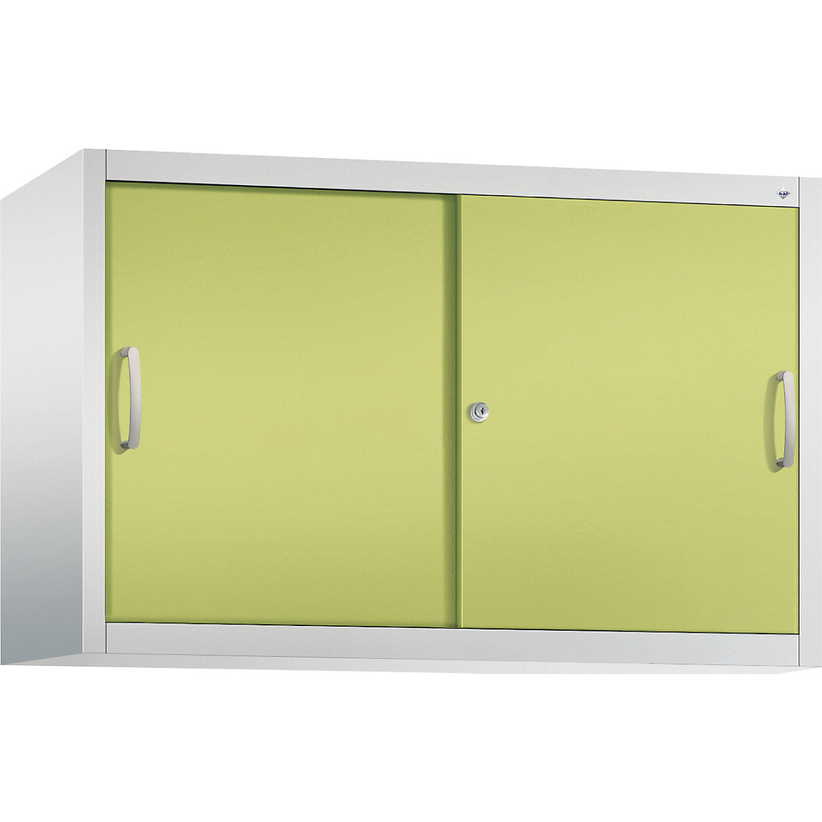 Armadietto sovrapponibile ACURADO con ante scorrevoli – C+P, 1 ripiano, alt. x largh. x prof. 790 x 1200 x 400 mm, grigio chiaro / verdino-0