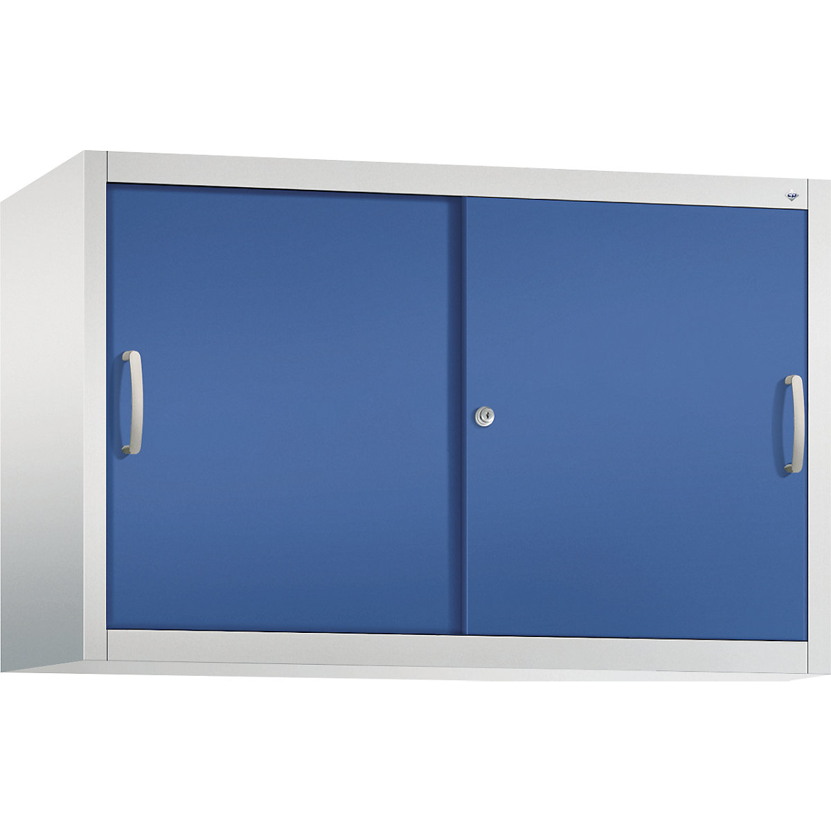 Armadietto sovrapponibile ACURADO con ante scorrevoli – C+P, 1 ripiano, alt. x largh. x prof. 790 x 1200 x 400 mm, grigio chiaro / blu genziana-0