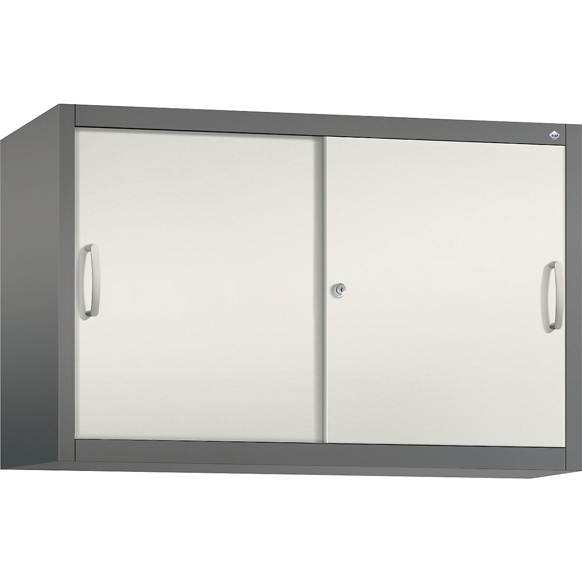 Armadietto sovrapponibile ACURADO con ante scorrevoli – C+P, 1 ripiano, alt. x largh. x prof. 790 x 1200 x 400 mm, grigio vulcano / bianco perla-0