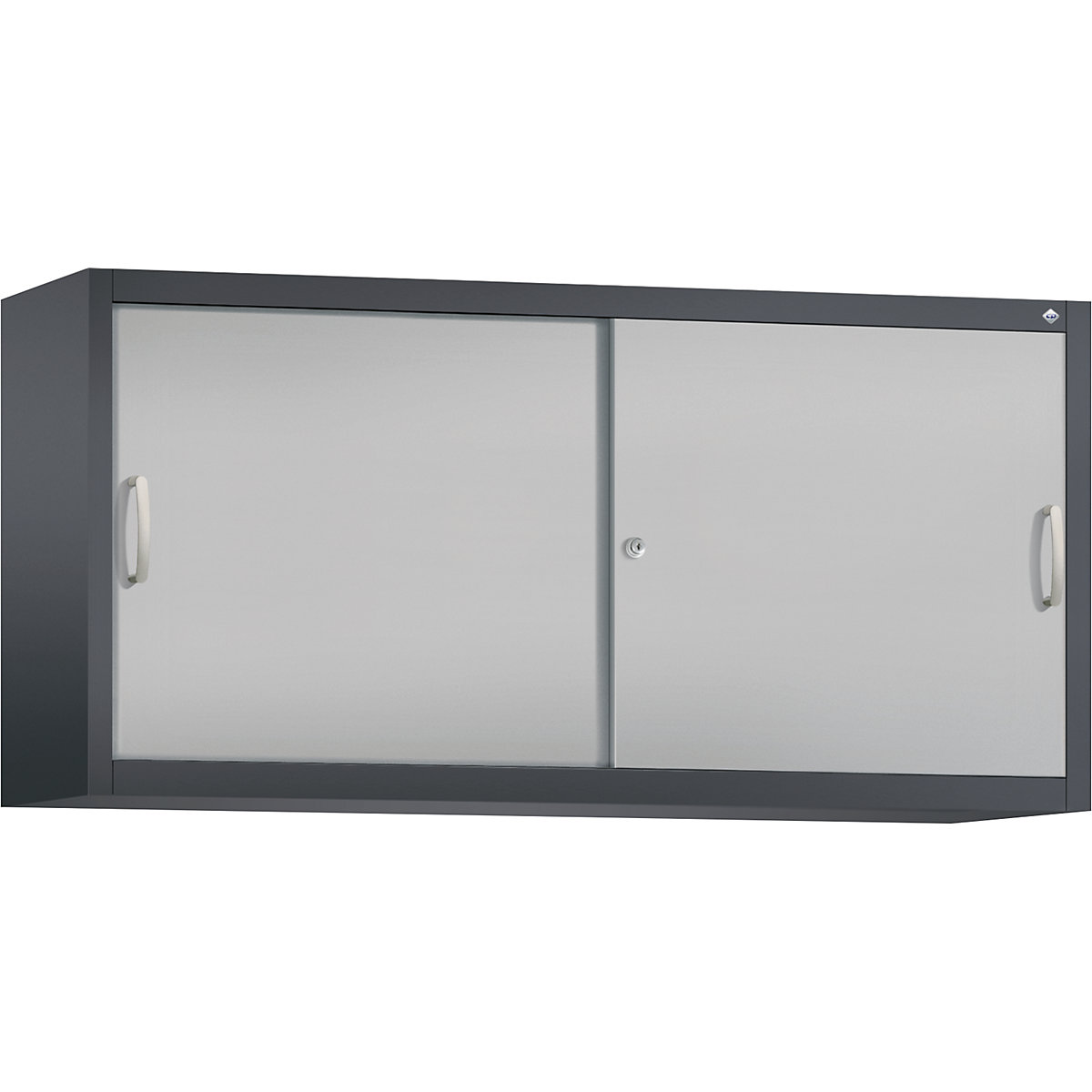Armadietto sovrapponibile ACURADO con ante scorrevoli – C+P, 2 ripiani, alt. x largh. x prof. 790 x 1600 x 400 mm, grigio nerastro / alluminio brillante-0