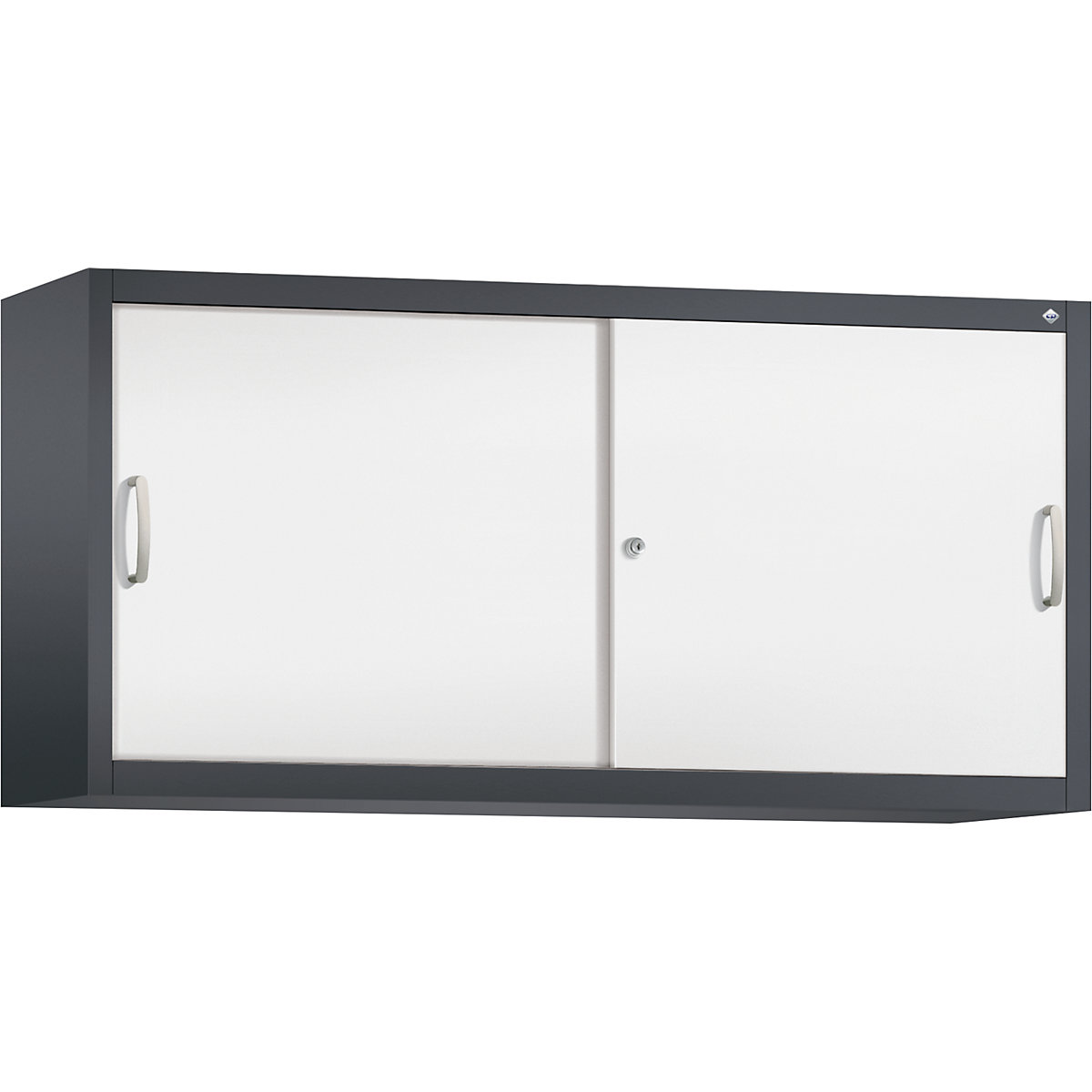 Armadietto sovrapponibile ACURADO con ante scorrevoli – C+P, 2 ripiani, alt. x largh. x prof. 790 x 1600 x 400 mm, grigio nerastro / bianco traffico-0