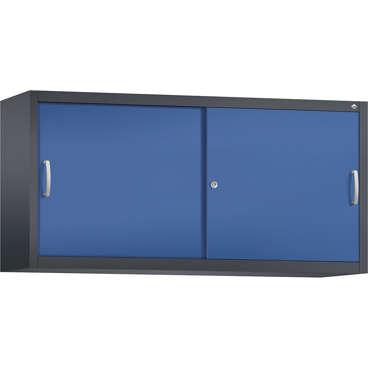 Armadietto sovrapponibile ACURADO con ante scorrevoli – C+P, 2 ripiani, alt. x largh. x prof. 790 x 1600 x 400 mm, grigio nerastro / blu genziana-0