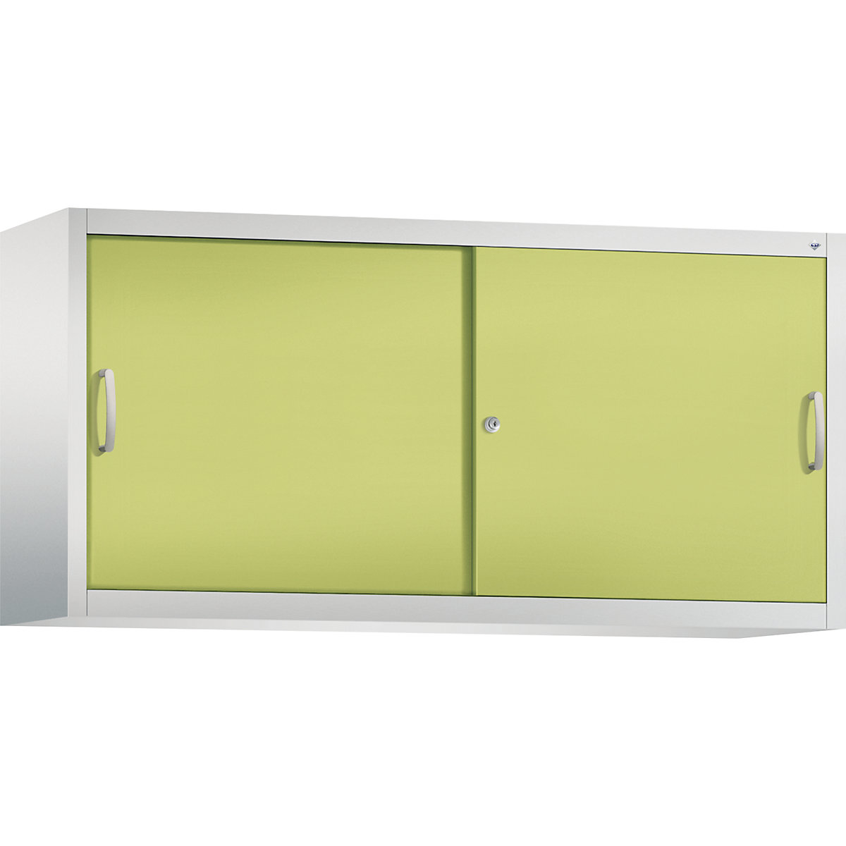 Armadietto sovrapponibile ACURADO con ante scorrevoli – C+P, 2 ripiani, alt. x largh. x prof. 790 x 1600 x 400 mm, grigio chiaro / verdino-0