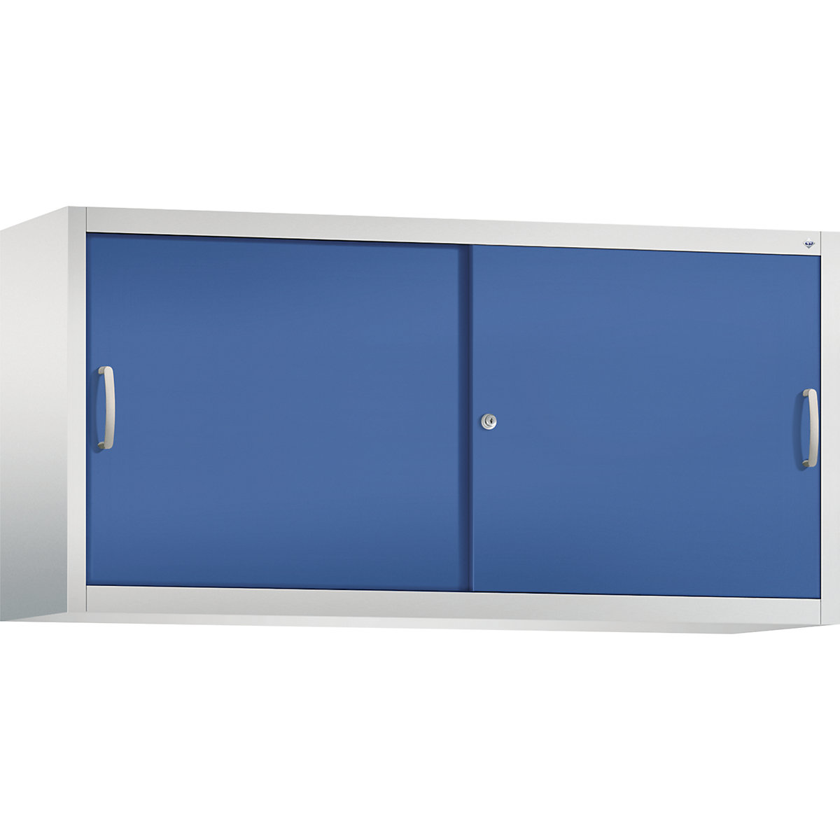 Armadietto sovrapponibile ACURADO con ante scorrevoli – C+P, 2 ripiani, alt. x largh. x prof. 790 x 1600 x 400 mm, grigio chiaro / blu genziana-0