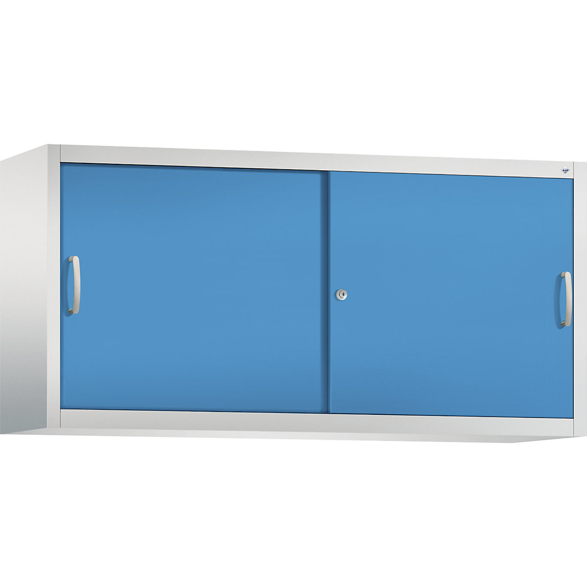 Armadietto sovrapponibile ACURADO con ante scorrevoli – C+P, 2 ripiani, alt. x largh. x prof. 790 x 1600 x 400 mm, grigio chiaro / blu chiaro-0