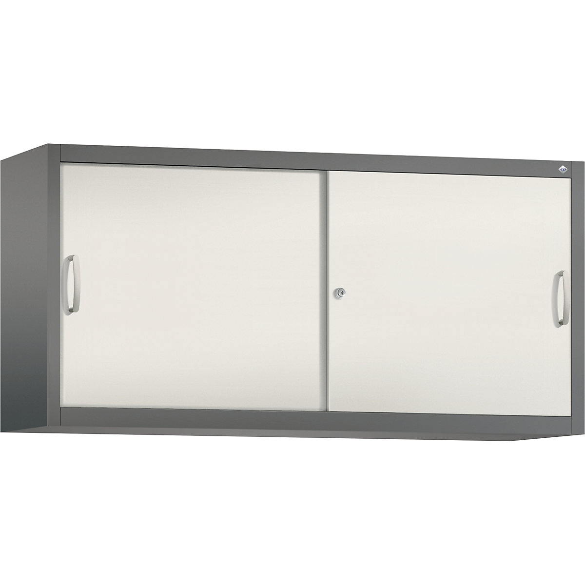 Armadietto sovrapponibile ACURADO con ante scorrevoli – C+P, 2 ripiani, alt. x largh. x prof. 790 x 1600 x 400 mm, grigio vulcano / bianco perla-0