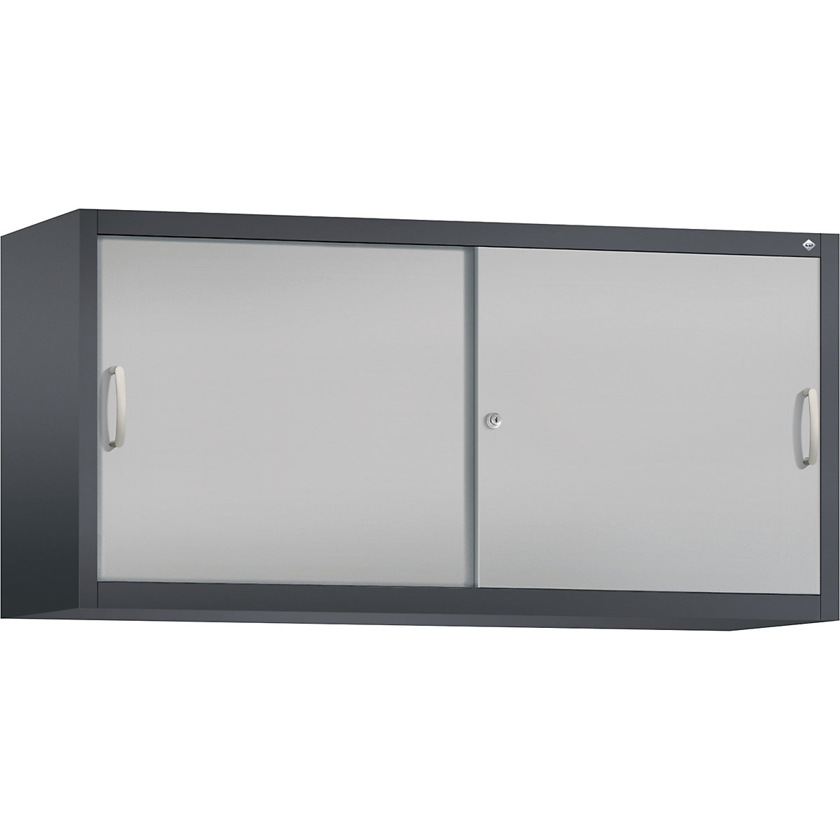 Armadietto sovrapponibile ACURADO con ante scorrevoli – C+P, 2 ripiani, alt. x largh. x prof. 790 x 1600 x 500 mm, grigio nerastro / alluminio brillante-0