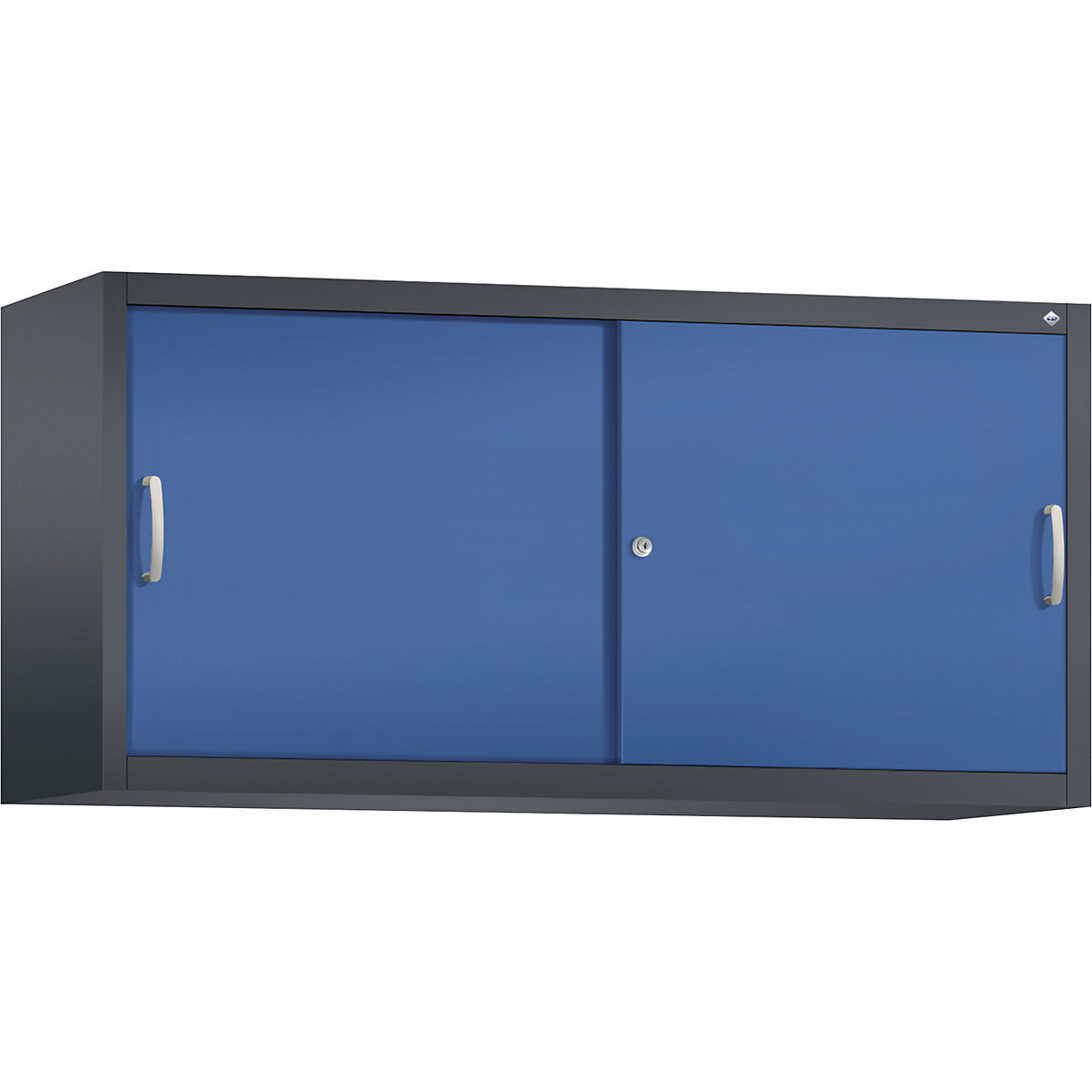 Armadietto sovrapponibile ACURADO con ante scorrevoli – C+P, 2 ripiani, alt. x largh. x prof. 790 x 1600 x 500 mm, grigio nerastro / blu genziana-0