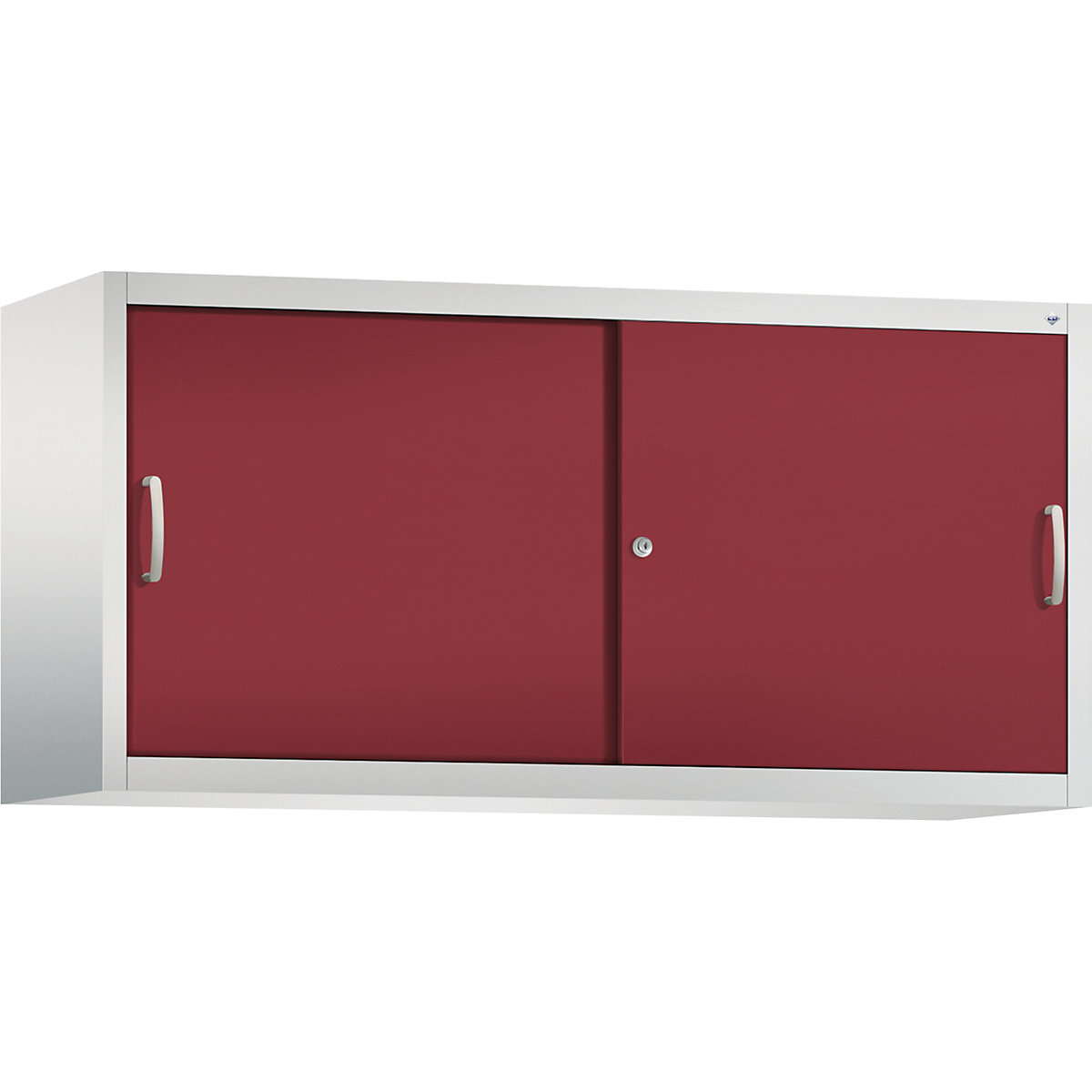 Armadietto sovrapponibile ACURADO con ante scorrevoli – C+P, 2 ripiani, alt. x largh. x prof. 790 x 1600 x 500 mm, grigio chiaro / rosso rubino-0