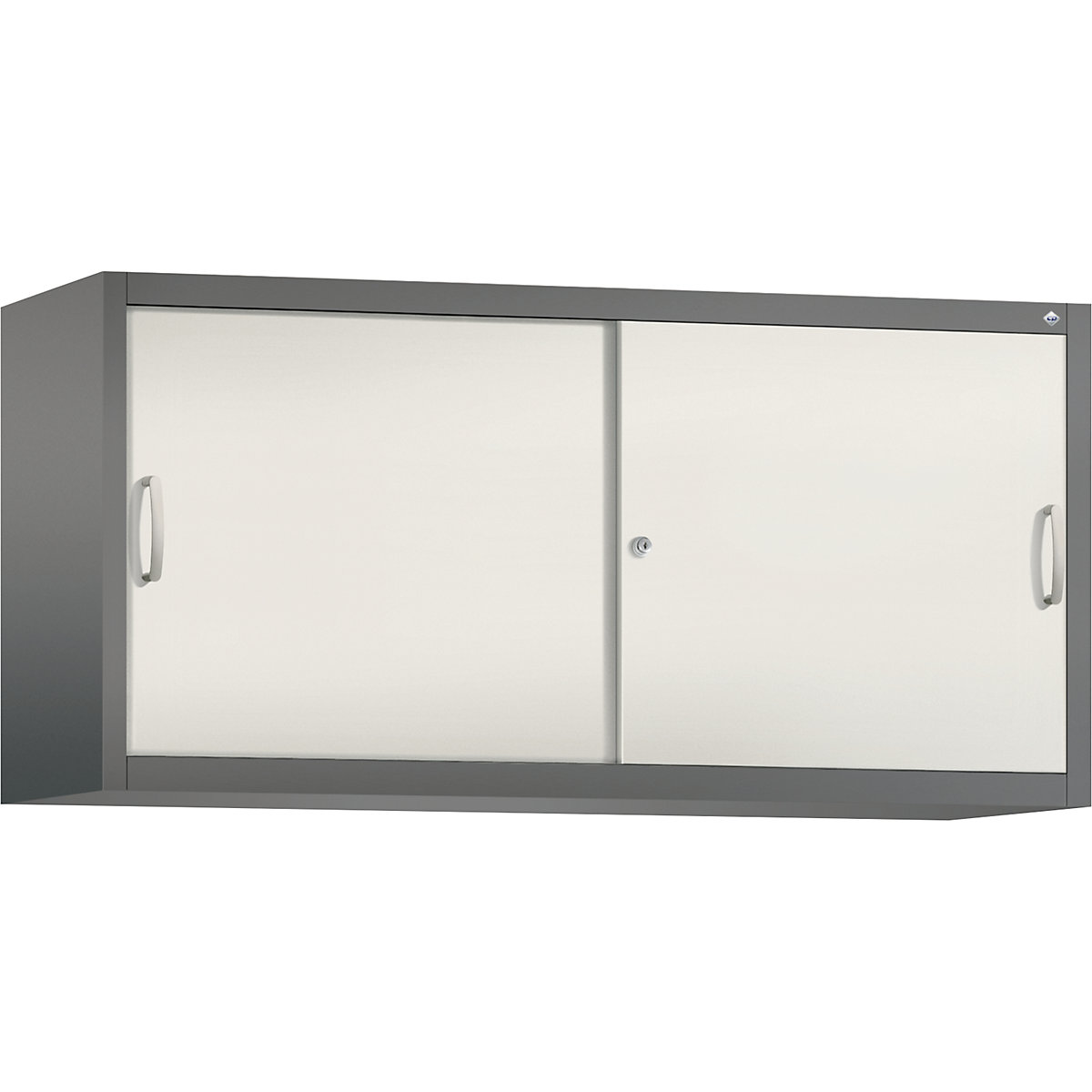 Armadietto sovrapponibile ACURADO con ante scorrevoli – C+P, 2 ripiani, alt. x largh. x prof. 790 x 1600 x 500 mm, grigio vulcano / bianco perla-0