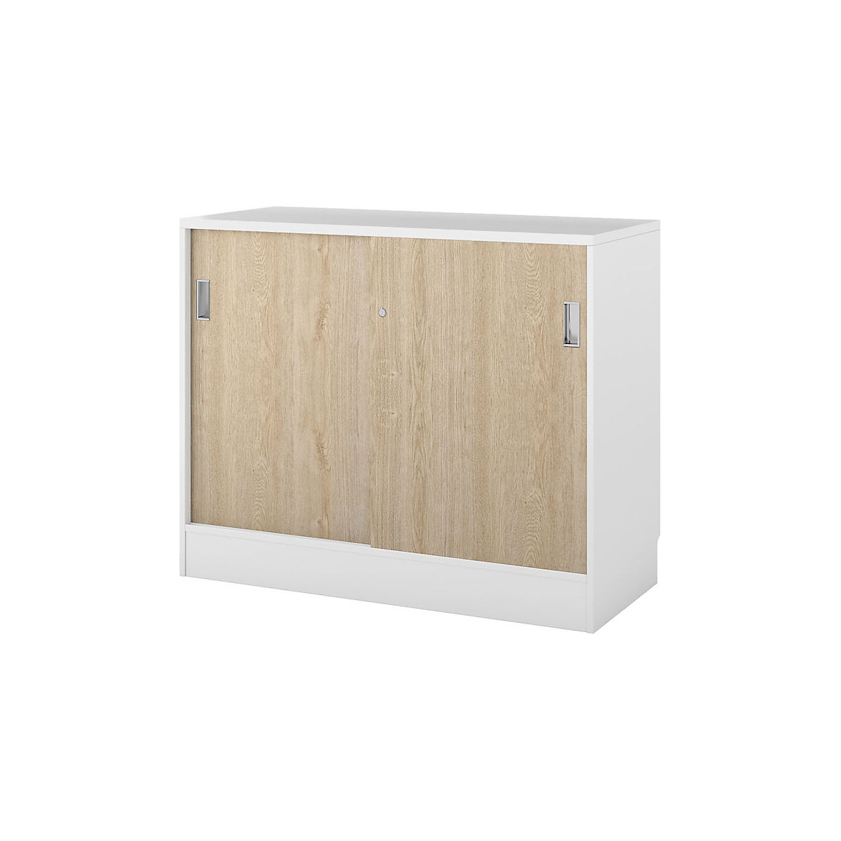 Armadio Chicago con ante scorrevoli, alt. x largh. x prof. 948 x 1215 x 400 mm, bianco spazzolato / quercia-0