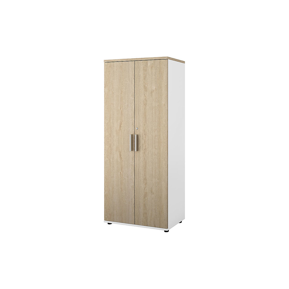 Armadio Portland, largh. x prof. 800 x 420 mm, alt. 1845 mm, altezza anta 1770 mm, bianco spazzolato / quercia-0