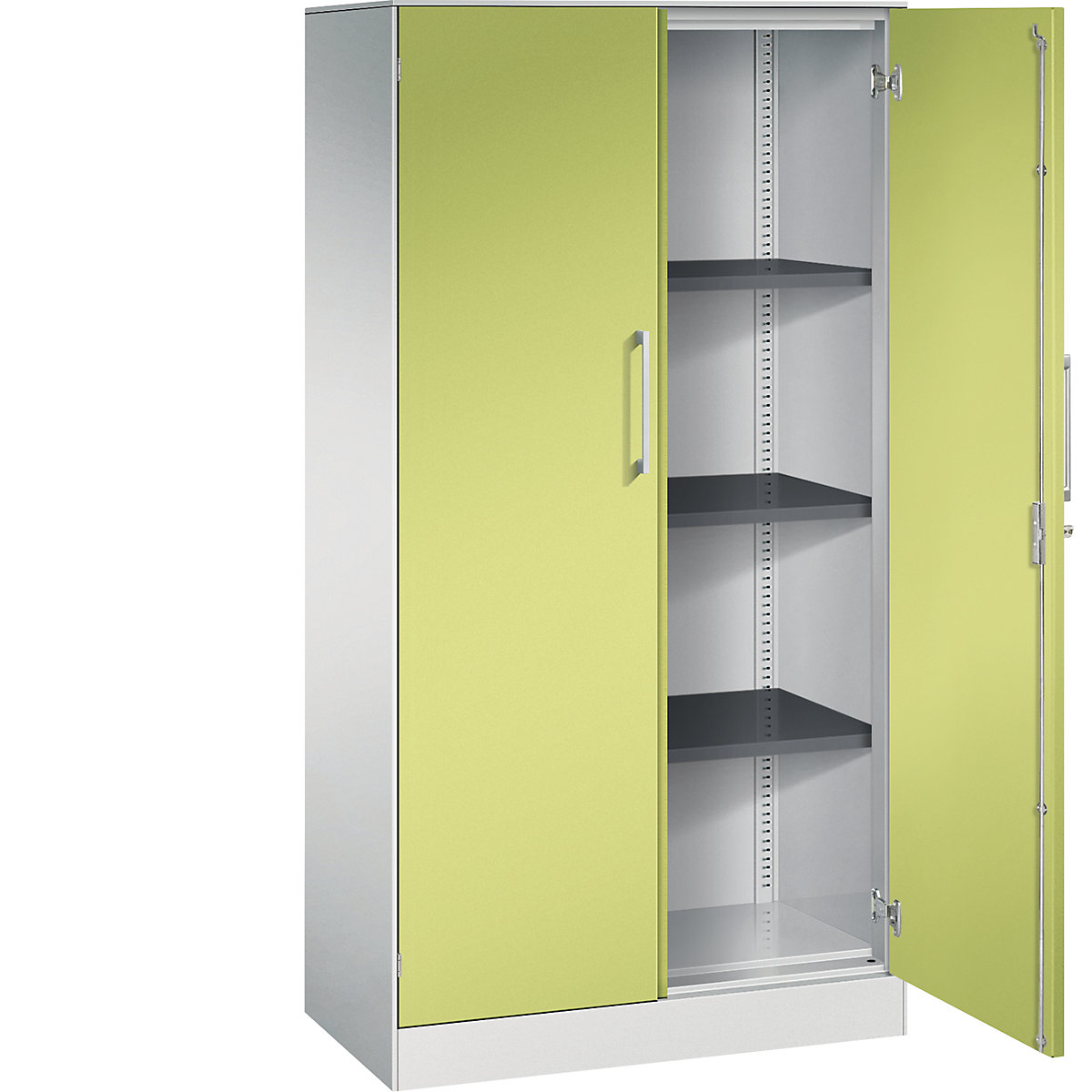 Armadio con ante a battente ASISTO, altezza 1617 mm – C+P, larghezza 800 mm, 3 ripiani, grigio chiaro/verdino-0