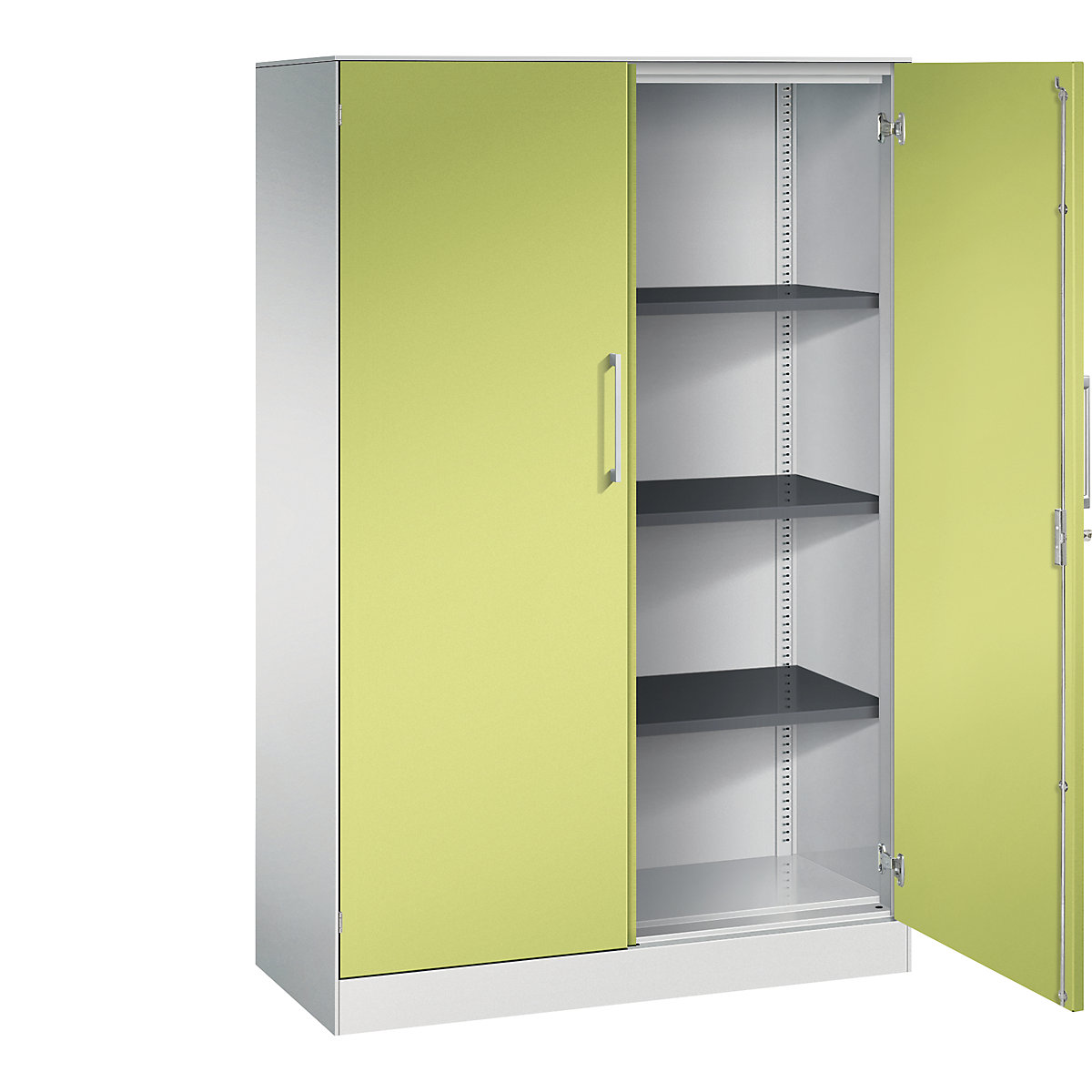 Armadio con ante a battente ASISTO, altezza 1617 mm – C+P, larghezza 1000 mm, 3 ripiani, grigio chiaro/verdino-0