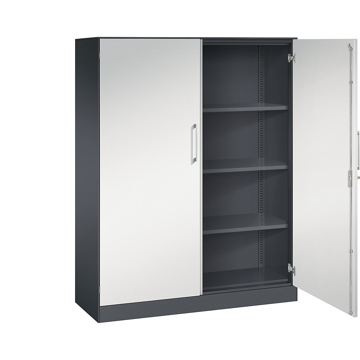 Armadio con ante a battente ASISTO, altezza 1617 mm – C+P, larghezza 1200 mm, 3 ripiani, grigio nerastro/grigio chiaro-0