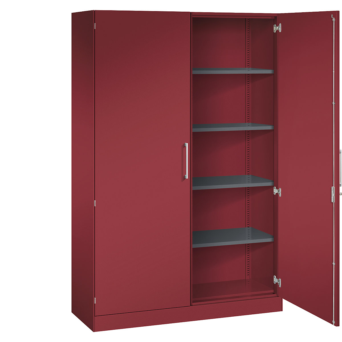 Armadio con ante a battente ASISTO, altezza 1980 mm – C+P, larghezza 1200 mm, 4 ripiani, rosso rubino/rosso rubino-0