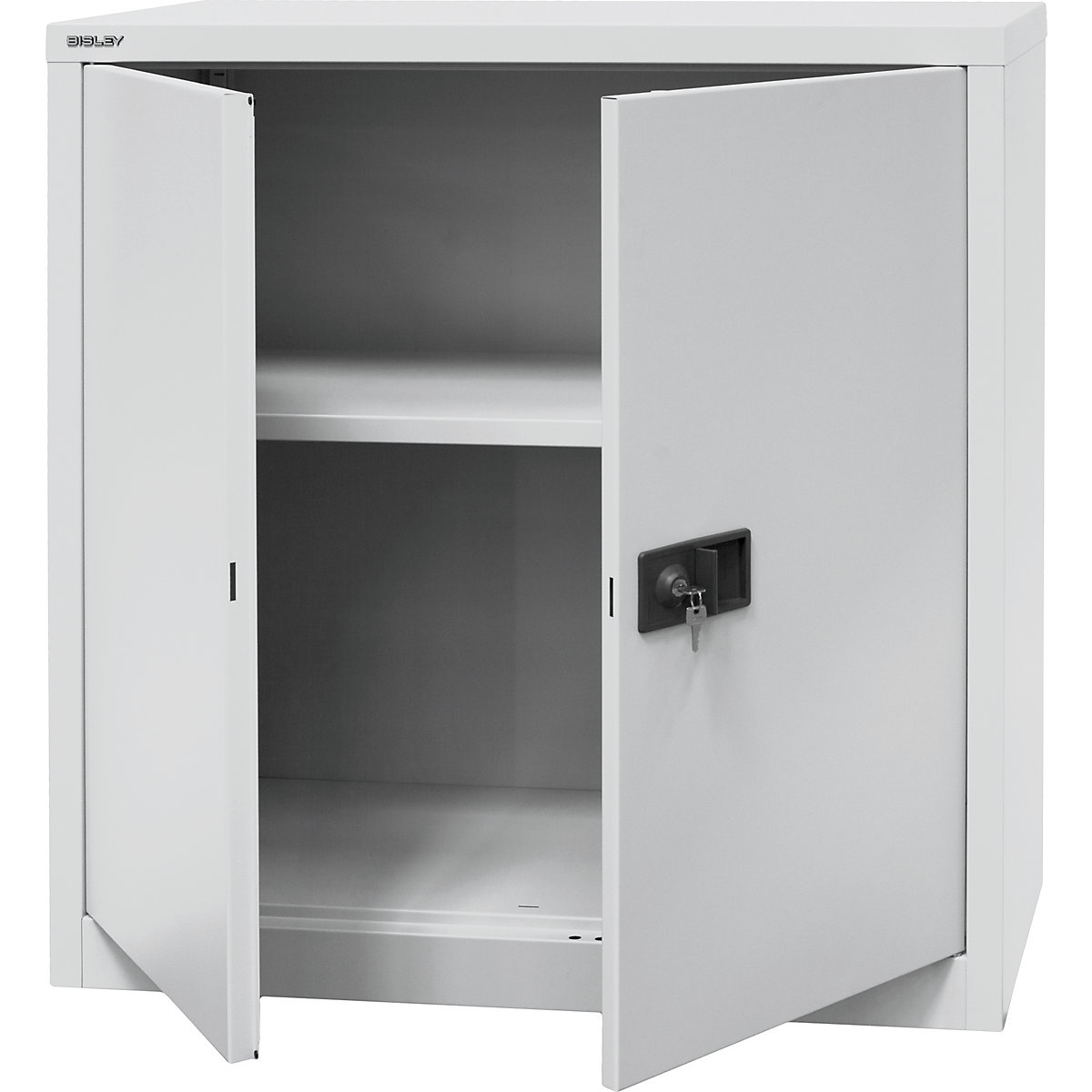 Armadio con ante a battente UNIVERSAL – BISLEY, alt. x largh. x prof. 1000 x 914 x 400 mm, 1 ripiano, 2 file di raccoglitori, grigio chiaro-0