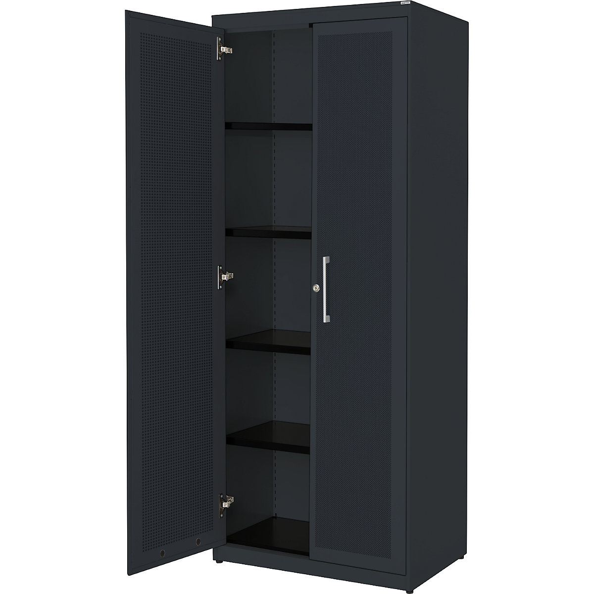 Armadio con ante a battente, con efficace assorbimento acustico – mauser, alt. x largh. x prof. 1956 x 800 x 432 mm, 4 ripiani, grigio antracite / grigio antracite-0