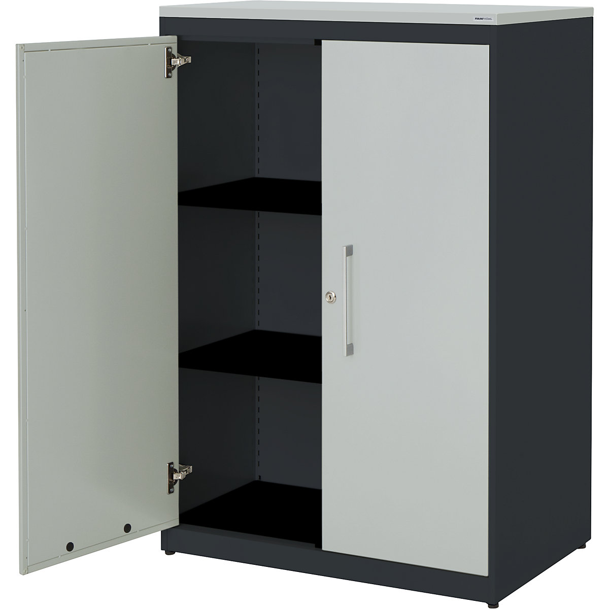 Armadio con ante a battente – mauser, alt. x largh. 1180 x 800 mm, pannello in plastica, 2 ripiani, grigio antracite / grigio chiaro / grigio chiaro-0