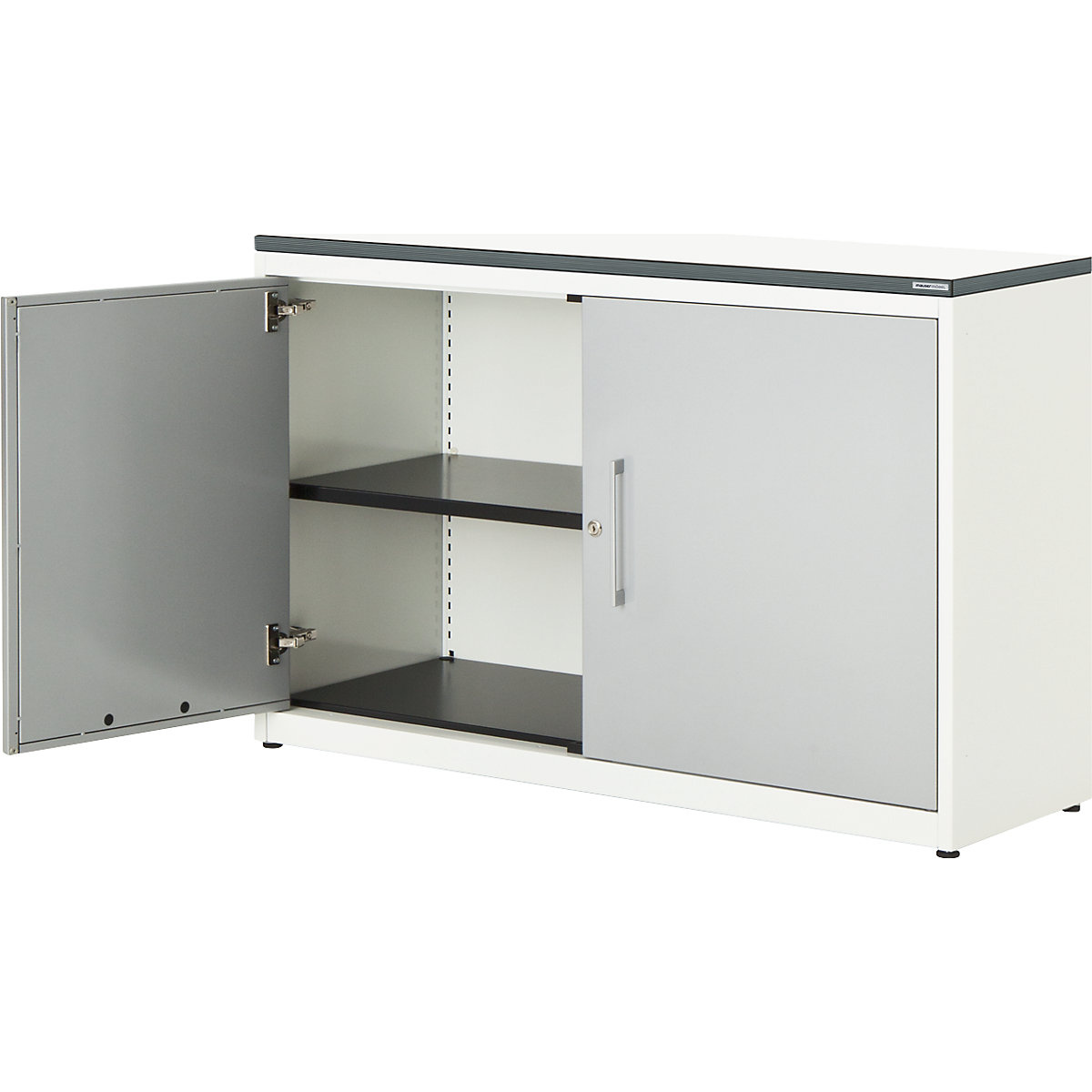 Armadio con ante a battente – mauser, alt. x largh. 830 x 1200 mm, pannello in plastica, 1 ripiano, bianco puro / alluminio brillante / bianco-0