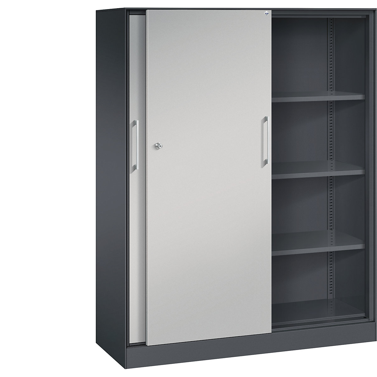 Armadio con ante scorrevoli ASISTO, altezza 1617 mm – C+P, larghezza 1200 mm, grigio nerastro/alluminio brillante-0