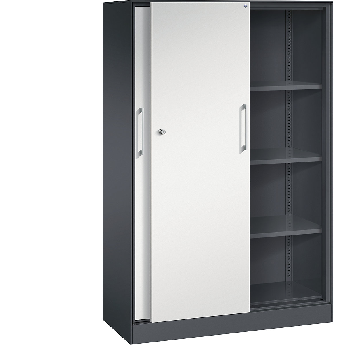Armadio con ante scorrevoli ASISTO, altezza 1617 mm – C+P, larghezza 1000 mm, grigio nerastro/grigio chiaro-0