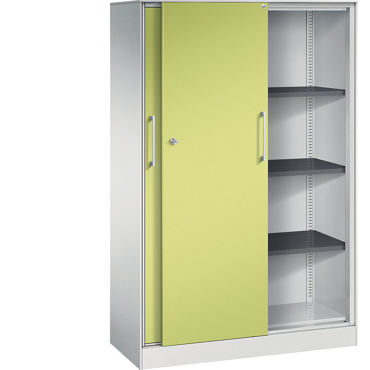 Armadio con ante scorrevoli ASISTO, altezza 1617 mm – C+P, larghezza 1000 mm, grigio chiaro/verdino-0