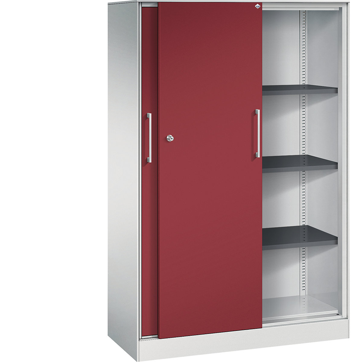 Armadio con ante scorrevoli ASISTO, altezza 1617 mm – C+P, larghezza 1000 mm, grigio chiaro/rosso rubino-0