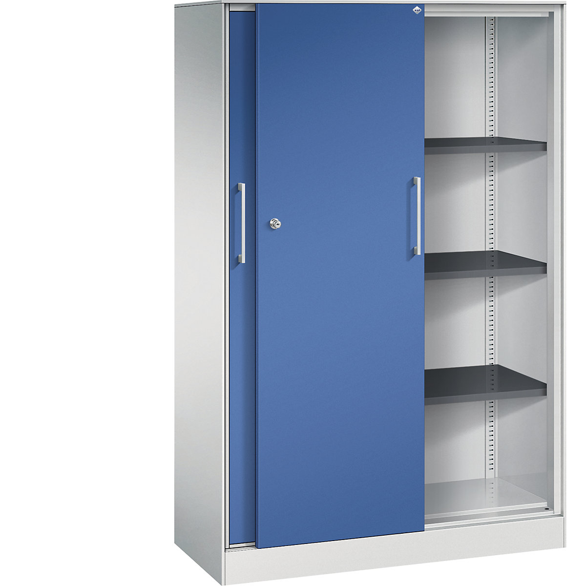 Armadio con ante scorrevoli ASISTO, altezza 1617 mm – C+P, larghezza 1000 mm, grigio chiaro/blu genziana-0