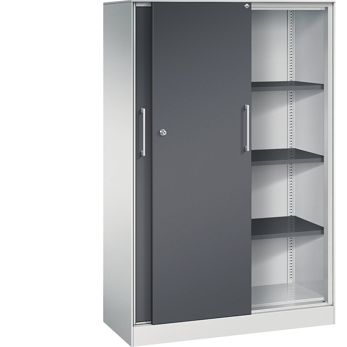 Armadio con ante scorrevoli ASISTO, altezza 1617 mm – C+P, larghezza 1000 mm, grigio chiaro/grigio nerastro-0