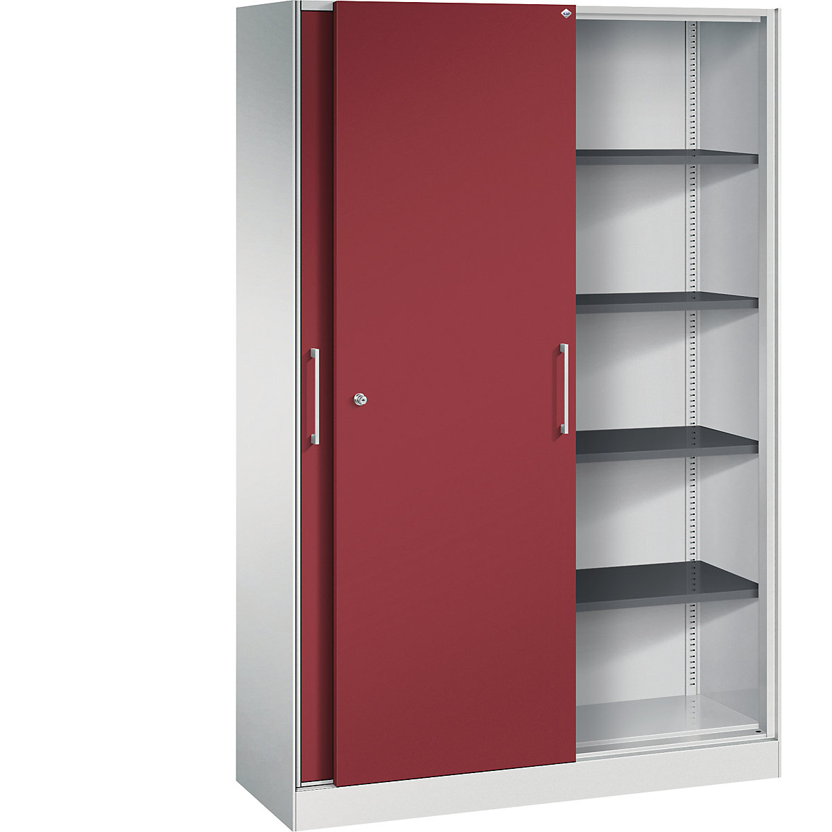 Armadio con ante scorrevoli ASISTO, altezza 1980 mm – C+P, larghezza 1200 mm, grigio chiaro/rosso rubino-0