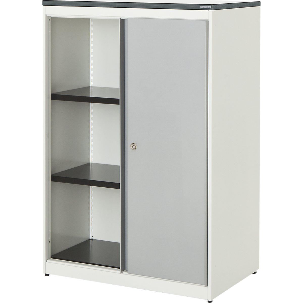 Armadio con ante scorrevoli – mauser, alt. x largh. x prof. 1180 x 800 x 432 mm, pannello in plastica, 2 ripiani, bianco puro / alluminio brillante / bianco-0