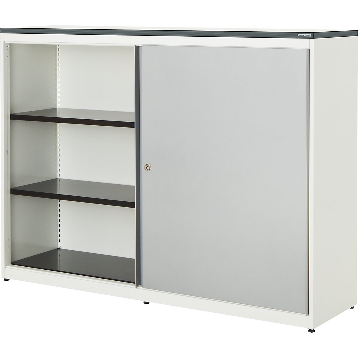 Armadio con ante scorrevoli – mauser, alt. x largh. x prof. 1180 x 1600 x 432 mm, pannello in plastica, 2 x 2 ripiani, bianco puro / alluminio brillante / bianco-0