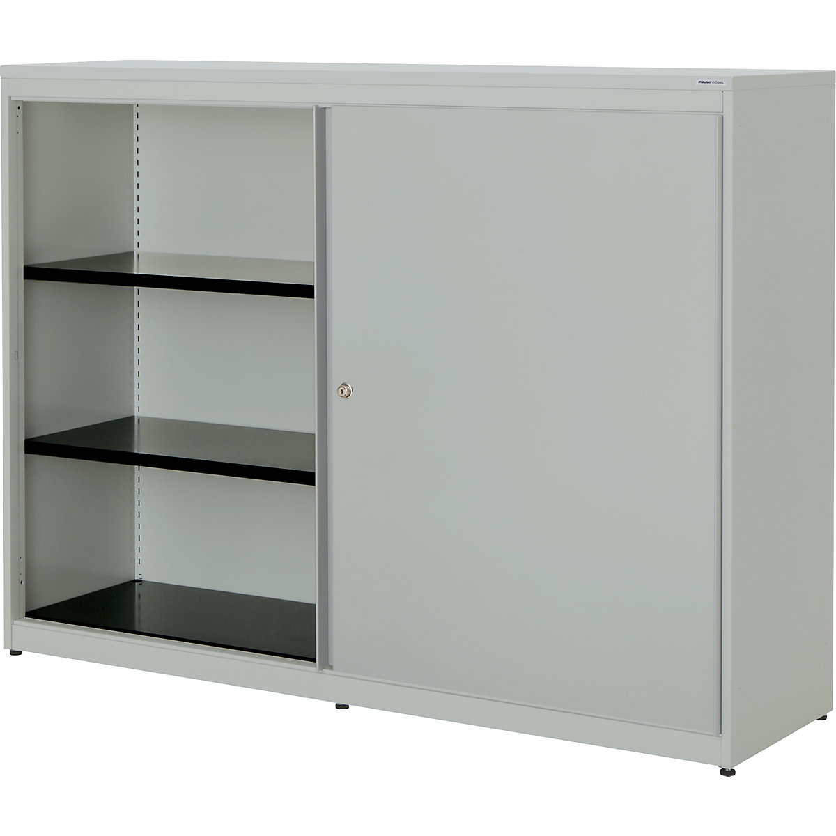 Armadio con ante scorrevoli – mauser, alt. x largh. x prof. 1180 x 1600 x 432 mm, pannello in plastica, 2 x 2 ripiani, grigio chiaro / grigio chiaro / grigio chiaro-0