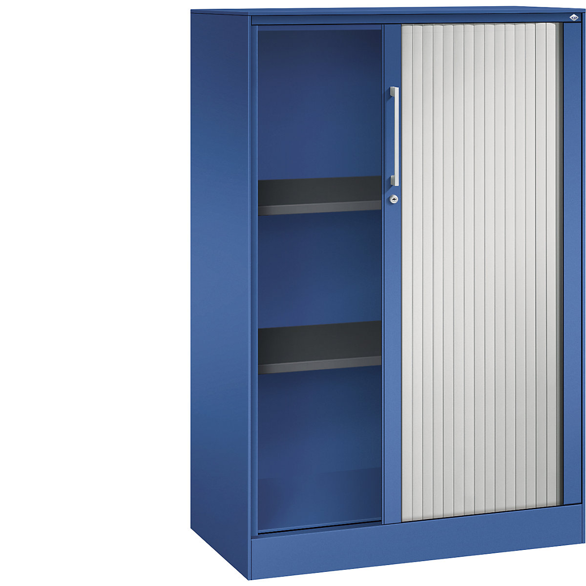 Armadio con serranda ASISTO, altezza 1292 mm – C+P, larghezza 800 mm, blu genziana/grigio chiaro-0