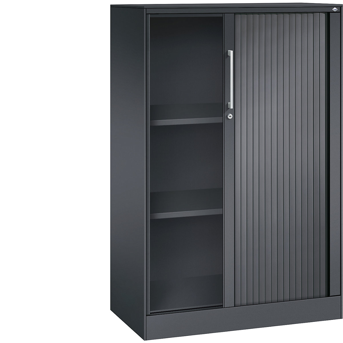 Armadio con serranda ASISTO, altezza 1292 mm – C+P, larghezza 800 mm, grigio nerastro/grigio nerastro-0