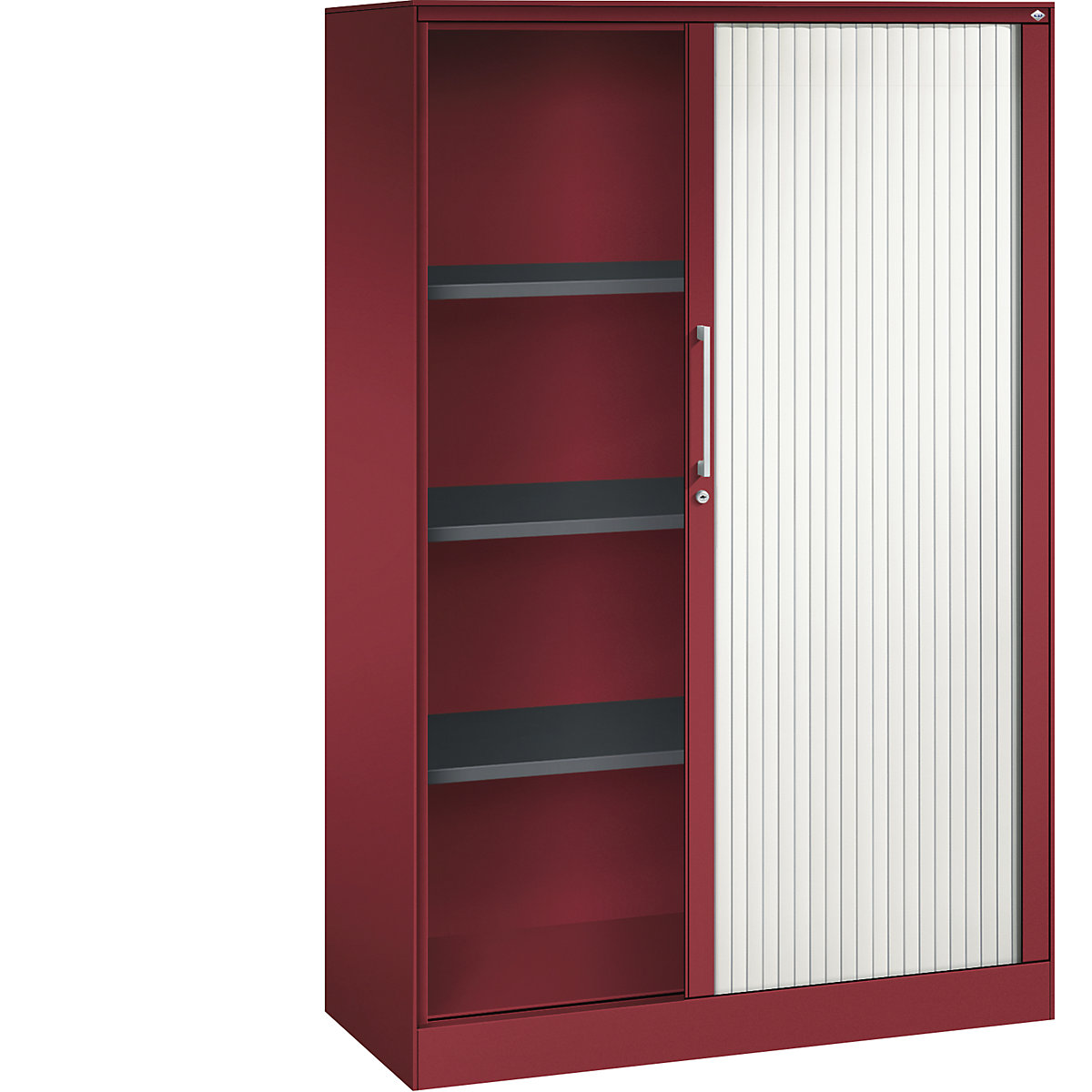 Armadio con serranda ASISTO, altezza 1617 mm – C+P, larghezza 1000 mm, rosso rubino/bianco traffico-0