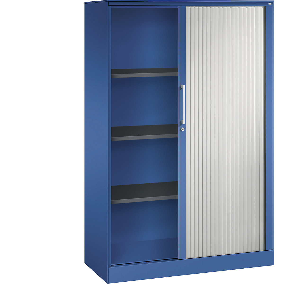 Armadio con serranda ASISTO, altezza 1617 mm – C+P, larghezza 1000 mm, blu genziana/grigio chiaro-0