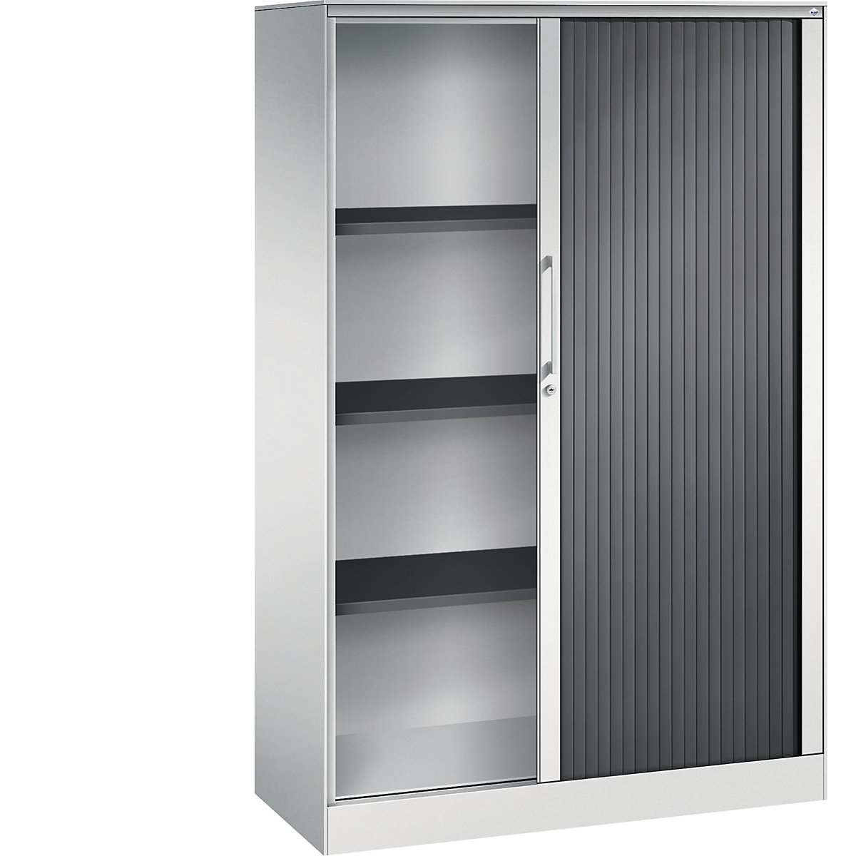 Armadio con serranda ASISTO, altezza 1617 mm – C+P, larghezza 1000 mm, grigio chiaro/grigio nerastro-0
