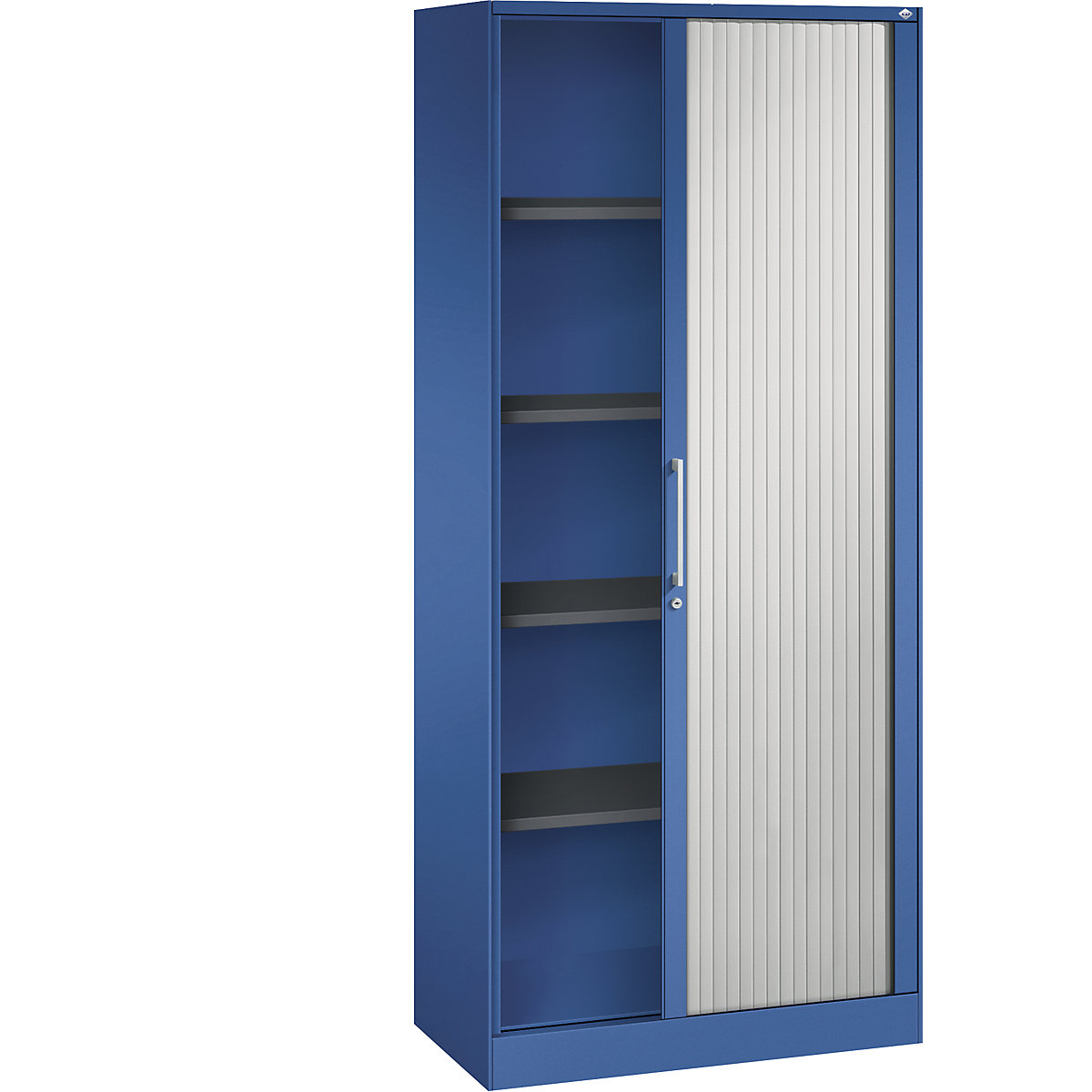 Armadio con serranda ASISTO, altezza 1980 mm – C+P, larghezza 800 mm, blu genziana/grigio chiaro-0